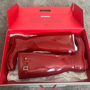 Hunter Red Rain Boots Tall Gloss